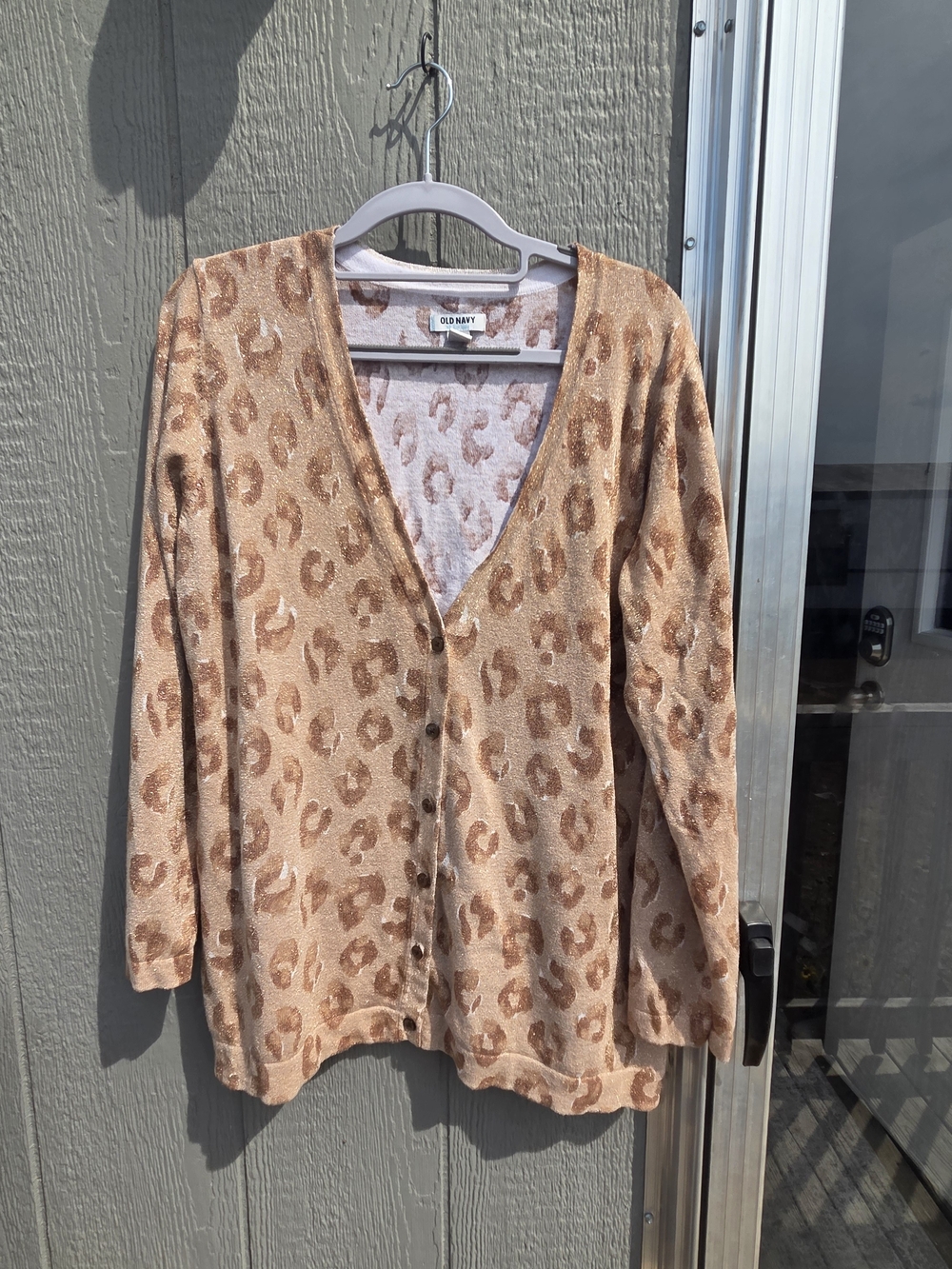 Old Navy Women's Tan & Brown Leopard Print Button Cardigan